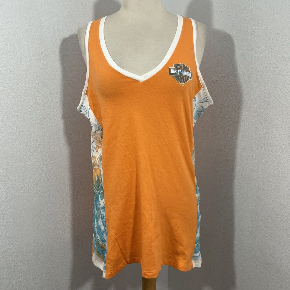Harley Davidson Tank Top Womens XL Orange tropical‎ Fish Biker